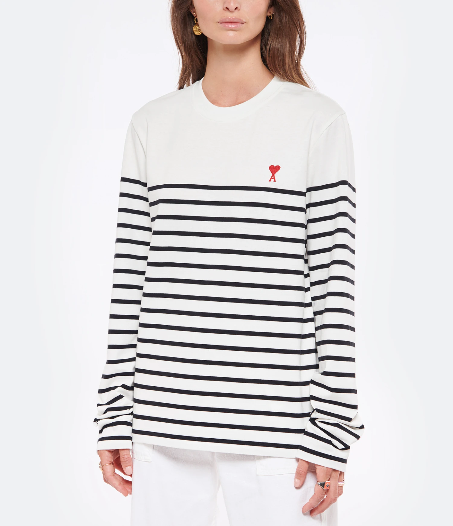 Marinière Unisexe Ami De Cœur Coton Biologique Blanc Noir – Image 2