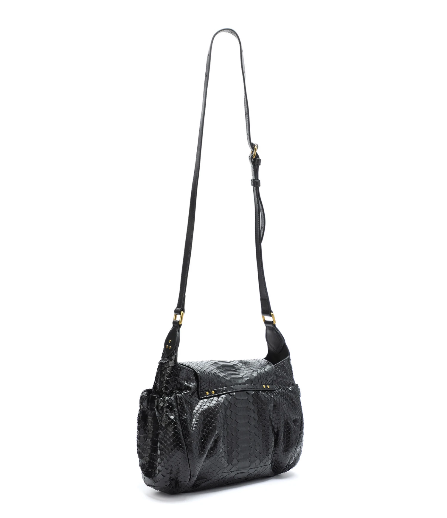 Jérôme Dreyfuss Sac Helmut S Cuir Python Noir – Image 2