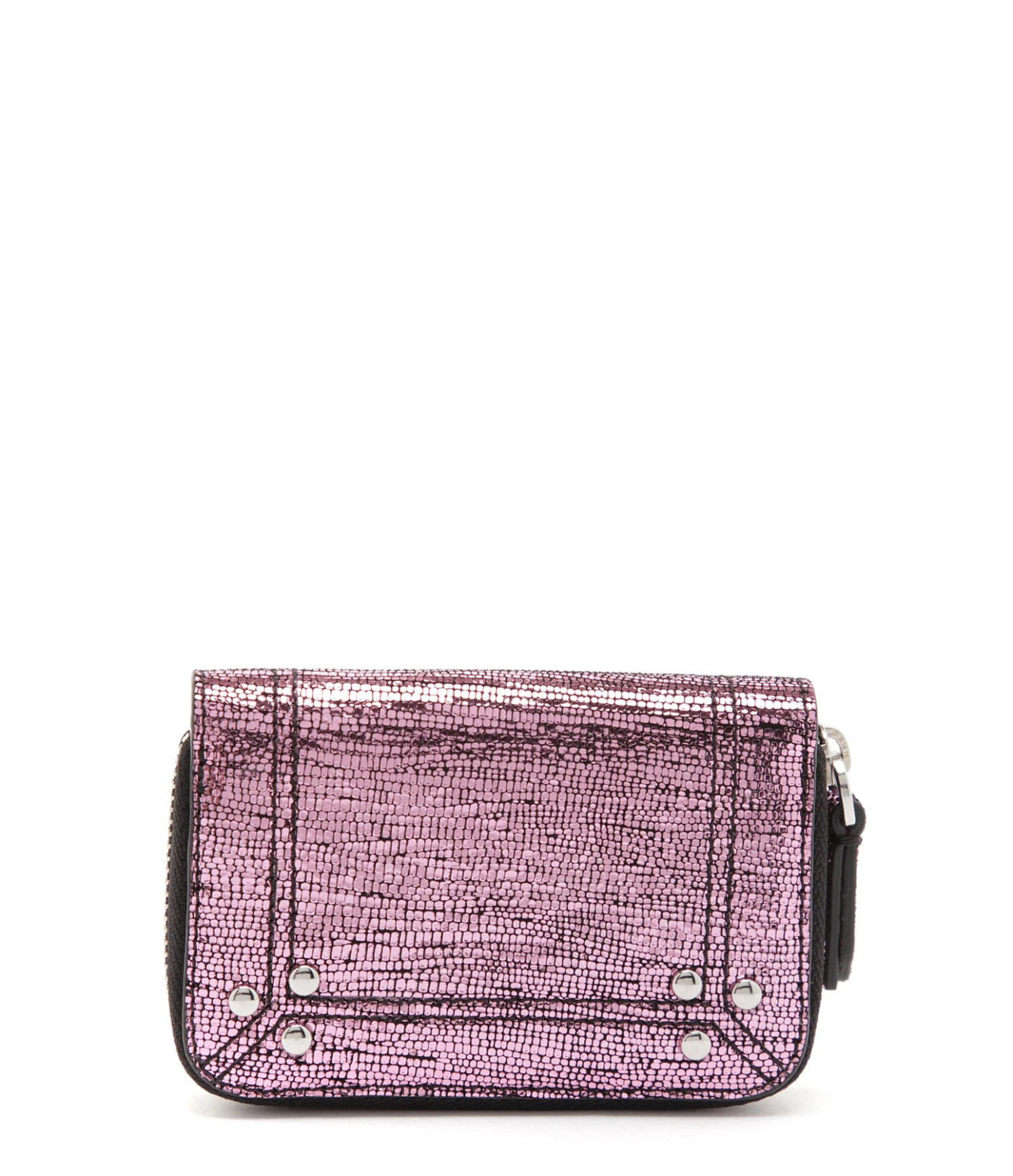 Jérôme Dreyfuss Portefeuille Henri Cuir Lamé Rose