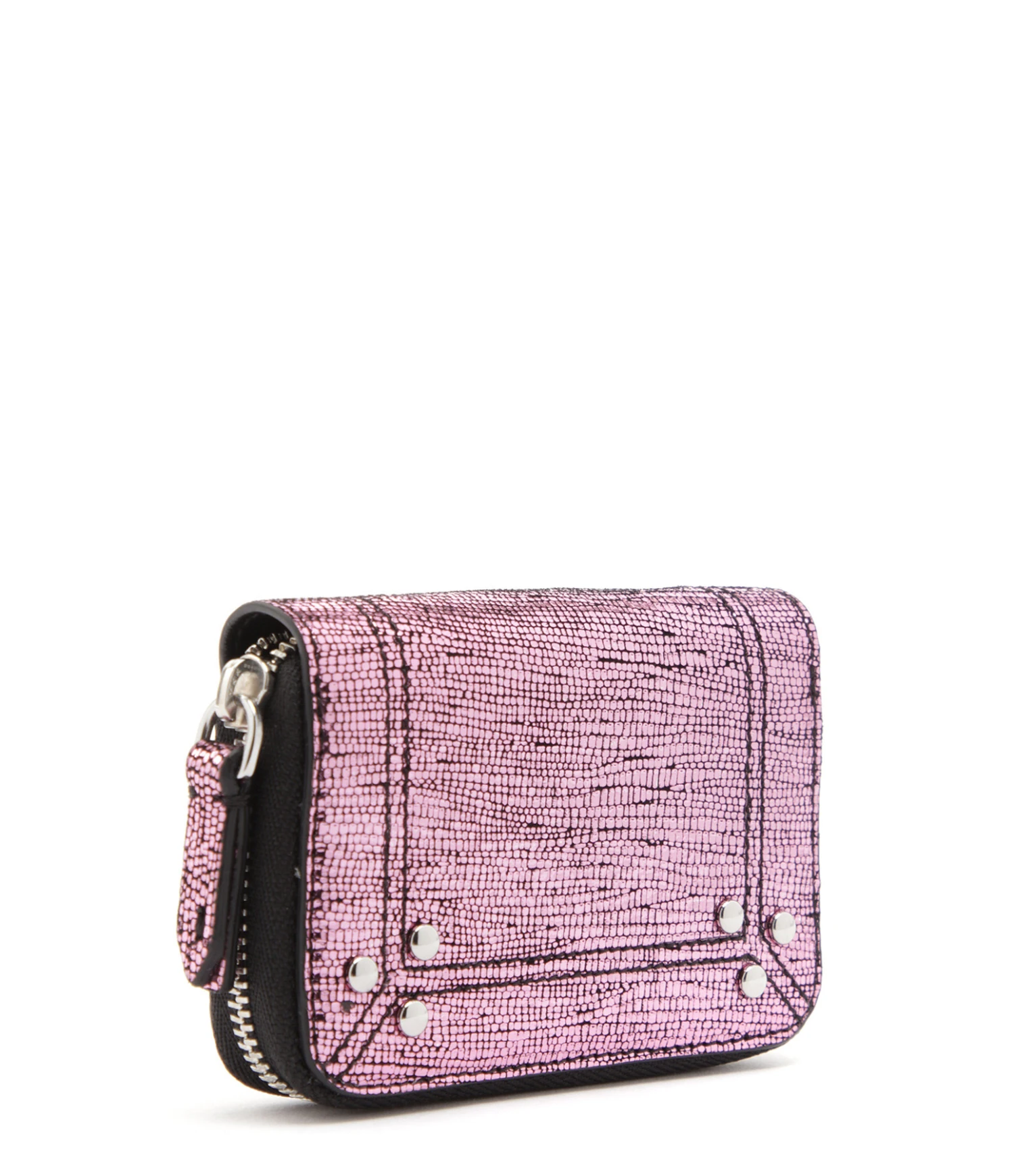 Jérôme Dreyfuss Portefeuille Henri Cuir Lamé Rose – Image 2