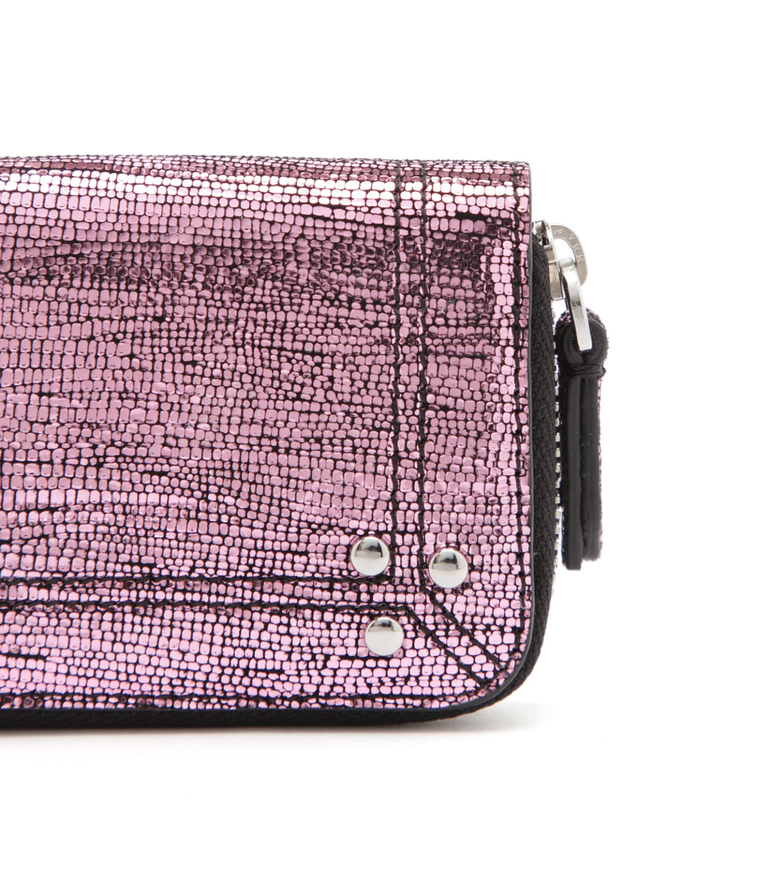 Jérôme Dreyfuss Portefeuille Henri Cuir Lamé Rose – Image 4