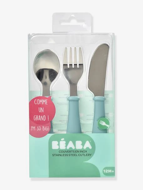 Set 3 Couverts D'apprentissage Inox BEABA Airy Green - Beaba – Image 2
