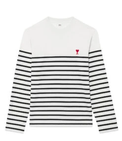 Marinière Unisexe Ami De Cœur Coton Biologique Blanc Noir